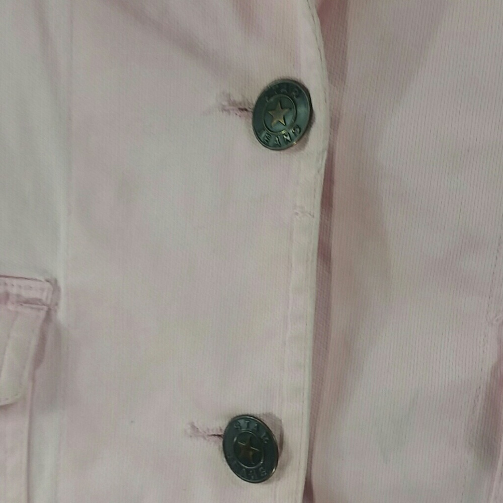 🧥 Baby pink soft Jean jacket star jeans Pink Large size two button closure - Picture 4 of 6